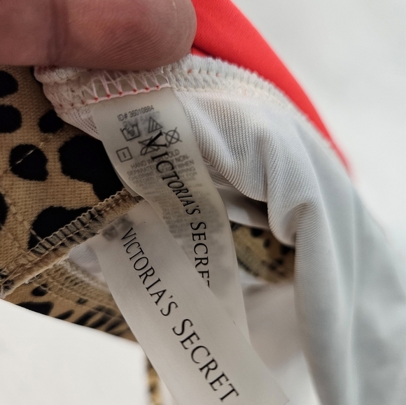 Victoria's‎ Secret 2 Piece Bikini Cheetah Print Orange Colorblock Size 38D A109 - Picture 10 of 11